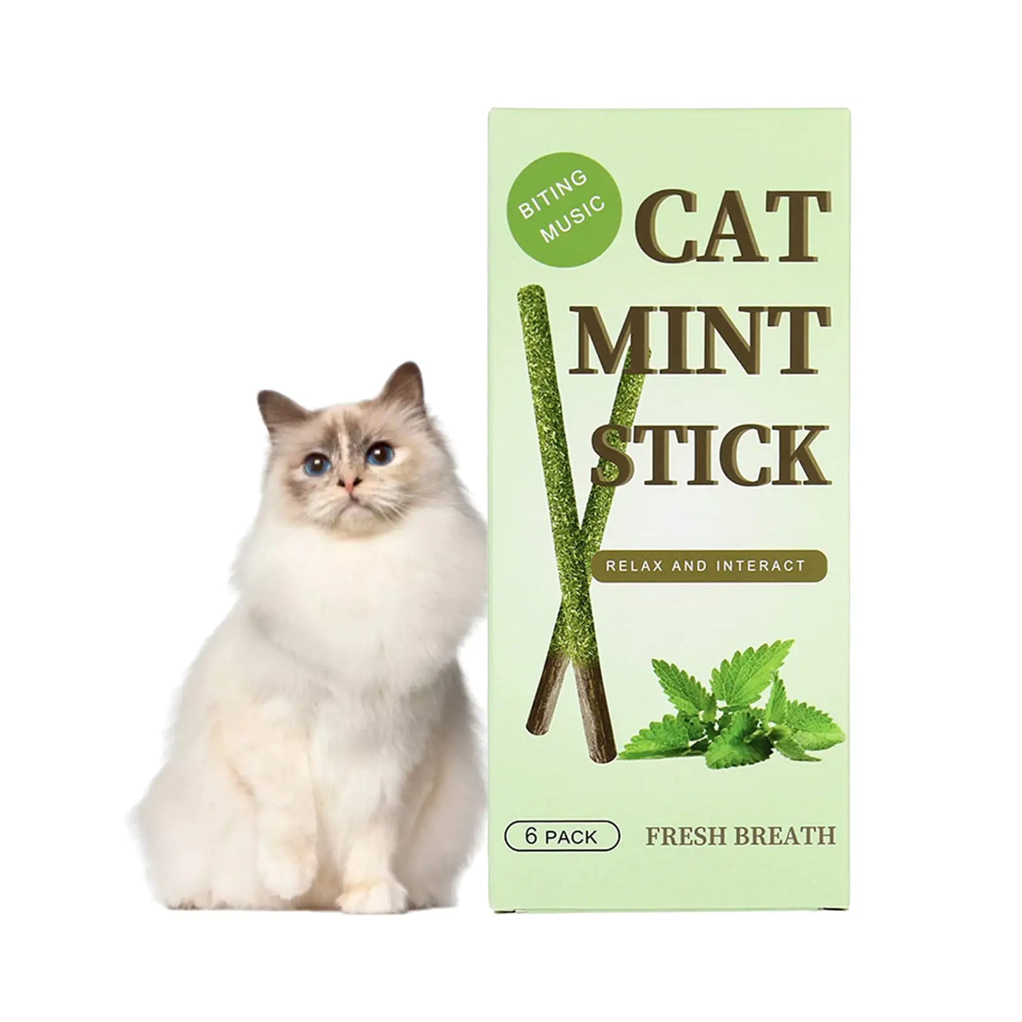 HZONGMINGZT Cat Catnip Sticks Cat Chew Sticks Natural Cat Teething Toys Cat Mint Stick for Cat Teeth Grinding Cleaning (6 Pcs)